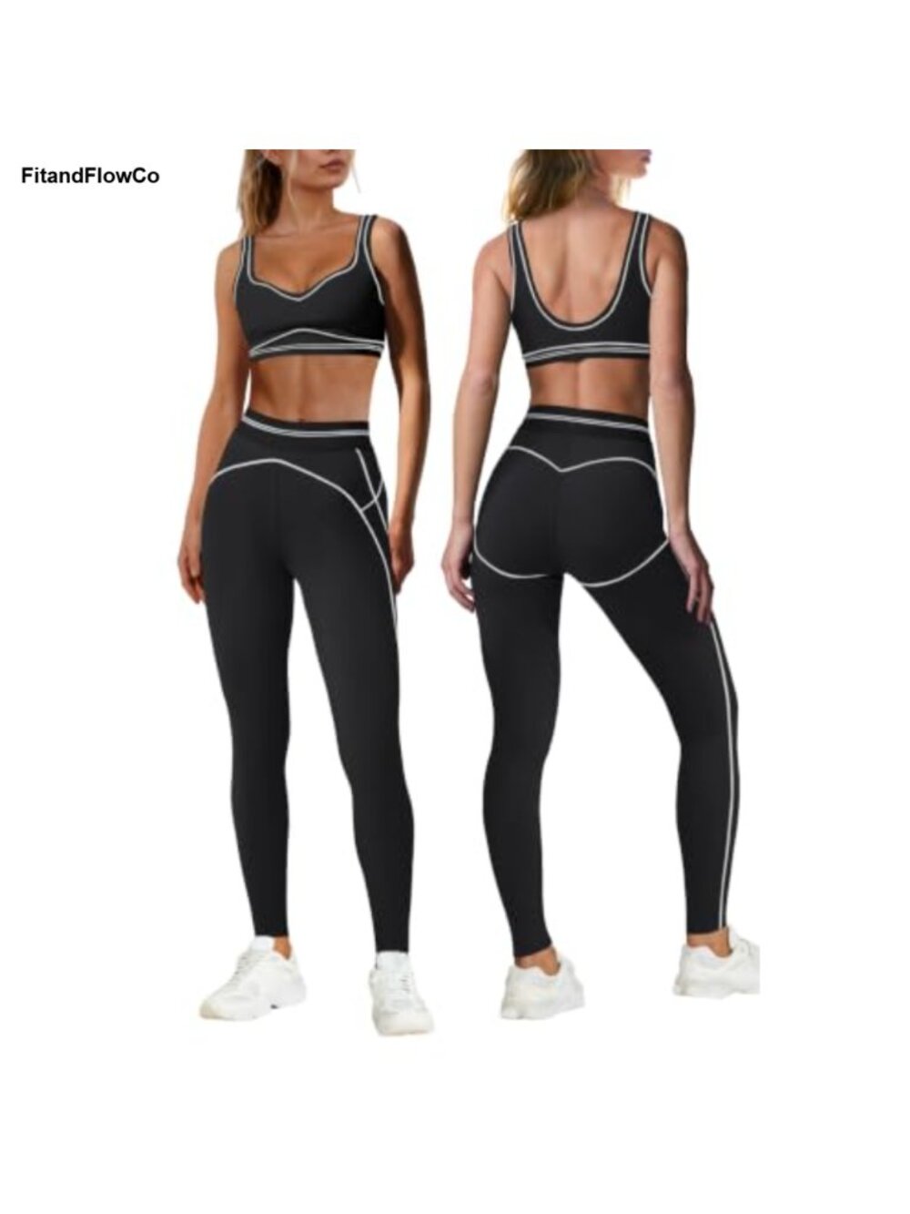 2 Piece Workout Set High Waist Sports Bra Leggings Nylon Spandex Yoga Pilates